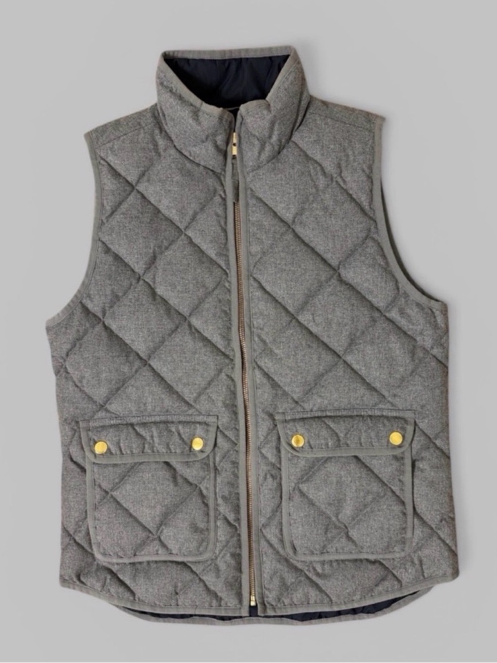 J. Crew Heather Gray Excursion Quilted Down Vest